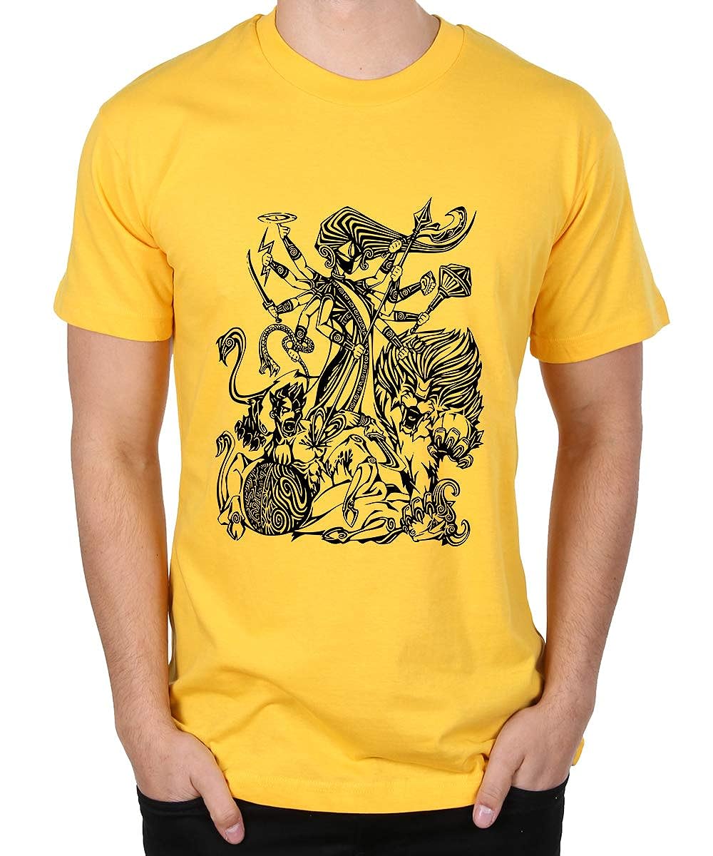 Caseria Men's Round Neck Cotton Half Sleeved T-Shirt with Printed Graphics - Maa Durga - Stunning Prints - 5