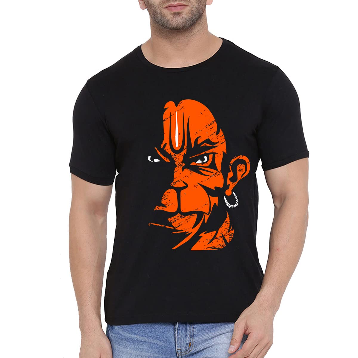 WILDSTA Hanumanji Printed T-Shirt for Men Jai Shri Ram T-Shirt Lord Hanuman T-Shirt 100% Cotton T-Shirt Half Sleeve Tees - Stunning Prints - 3