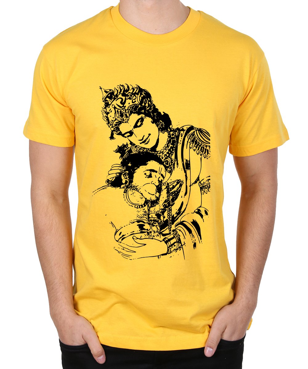 Caseria Men's Round Neck Cotton Half Sleeved T-Shirt with Printed Graphics - Bhakti Lord Ram - Stunning Prints - 12